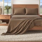 Great Bay Home Flanel Çarşaf Seti Çift Kişilik -%100 Türk Pamuğu, Çift Fırçalanmış, Kışlık Çarşaf - Ultra Yumuşak, Rahat, 3 Parça Rustik Nevresim Takımı (Koyu Boz Kahverengi)