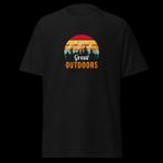 Great Outdoors Retro Dağ Manzara Kamp Doğa Baskılı Unisex Pamuklu Tişört - 2XL - Siyah
