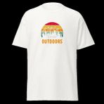 Great Outdoors Retro Dağ Manzara Kamp Doğa Baskılı Unisex Pamuklu Tişört - Beyaz