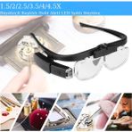 GreaTech 3 Lens 2 LED Işıklı Gözlük Tipi Büyüteç USB Şarjlı Büyüteç 1.5x–4.5x Profesyonel Okuma Hobi Için - Siyah