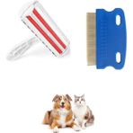 Greathings 2li Set Hazneli Kedi Köpek Tüy Temizleyici Kıl Toz Toplayıcı Gırgır Ve Kedi Köpek Bit Ve Pire Tarağı - Pire Savar 6 X 6 Cm