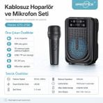 Greatnice GTS-2158 Kablosuz Bluetooth Hoparlör Mikrofonlu Taşınabilir Ses Sistemi USB Tf Kart Fm Radyo Şarjlı Speaker - Siyah