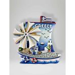Greece (Yunanistan) Temalı Kabartmalı Polyester Magnet Buzdolabı Süsü – 7 cm x 7,5 cm (kod:1082)
