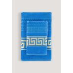 GREEK KADİFE JAKARLI HAVLU (KOYU TURKUAZ, 70X140)