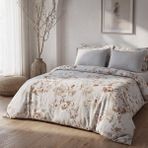 Green Black Bloomy Çiçek Senfonisi Çift Kişilik %100 Ege Pamuğu Nevresim Takımı - Çarşaflı - 4 Yastıklı Mint - 09-Yeşil - 200 x 220 cm