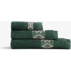 Green Black Hereke Heritage Serisi 3’lü Havlu Seti Bej Bordürlü Yeşil - 3' lü Set - Terra