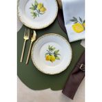 Green Garden Mat Altın Yaldızlı 6 Kişilik Limon Desenli Porselen Pasta Takımı - Ahşap