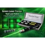 Green Laser Pointer Kalem 5 Başlıklı Özel Kadife Gri Kutulu