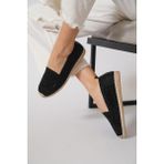 Green Mod 312 Kadın Hasırlı Taşlı Espadril Babet Siyah