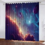 Green Plants Isı Yalıtımlı 3D Baskı Perdeleri 2'li Set, Soğuğa Karşı Karşı, Opak Perde, Erkek ve Kız Çocuk Yatak Odası için 117 x 138 cm