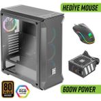 Green Z5 Surena Argb Gaming Bilgisayar Kasası (4×120MM Fan + Kumanda) – 600W 80+ Bronze Psu Dahil - Siyah