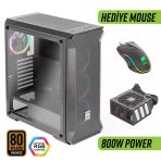 Green Z5 Surena Argb Gaming Bilgisayar Kasası (4×120Mm Fan + Kumanda) – 800W 80+ Bronze Psu Dahil