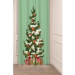 GREENDECOR (1445) Yılbaşı Ağacı New Year Yeni Yıl Happy Holidays Christmas Tree Noel Ağacı Desenli Baskılı Fon Perde Metalik 140 x 260