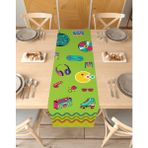 Greendecor 90LAR Radyo Bohem Desenli Özel Tasarım Runner Dijital Baskılı Dekoratif Masa Örtüsü Ev Dekorasyonu - Yeşil - 40 x 150 cm