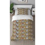 Greendecor Ayıcık Panda Pembe Desenli Dijital Baskılı Özel Tasarımlı Çarşafsız Tek Kişilik Nevresim Takımı - Kahverengi - 160 x 220 cm