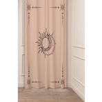 GREENDECOR Bohem Ay Güneş Mandala Desenli Özel Tasarım Soft Dijital Baskılı (Tek Kanat) Modern Şık Fon Perde Gri 135 x 200