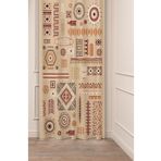 GREENDECOR Bohem Çizgi Etno Desenli Dijital Baskılı Fon Perde (Tek Kanat) Modern Tasarımlı Şık Soft Fon Perde MOR 140 x 270