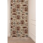 GREENDECOR Bohem Etno Hippy Desenli Dijital Baskılı Fon Perde (Tek Kanat) Modern Tasarımlı Şık Renkli Fon Perde KAHVERENGİ 140 x 250