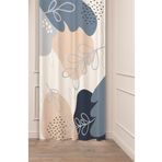 GREENDECOR Bohem Yaprak Desenli Dijital Baskılı Fon Perde (Tek Kanat) Pastel Renkli Modern Tasarımlı Fon Perde BEYAZ 140 x 260