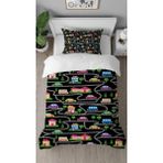 Greendecor Cadde Ev Araba Desenli Dijital Baskılı Özel Tasarımlı Çarşafsız Tek Kişilik Şık Nevresim Takımı - Siyah - 160 x 220 cm