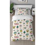 Greendecor Çiçek Kaktüs Yaprak Desenli Baskılı Özel Tasarımlı Çarşafsız Tek Kişilik Modern Şık Nevresim Takım - Renkli - 160 x 220 cm