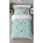 Greendecor Çiçek Kaktüs Yaprak Desenli Baskılı Özel Tasarımlı Çarşafsız Tek Kişilik Modern Şık Nevresim Takım - Turkuaz - 160 x 220 cm