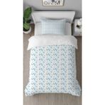 Greendecor Çiçek Mavi Yaprak Desenli Dijital Baskılı Özel Tasarım Çarşafsız Şık Tek Kişilik Nevresim Takımı - 160 x 220 cm