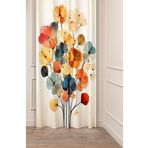 GREENDECOR Çiçek Yaprak Desenli Dijital Baskılı Fon Perde (Tek Kanat) Renkli Modern Tasarımlı Bohem Fon Perde BEJ 140 x 250