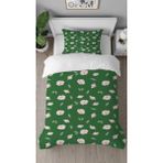 Greendecor Çiçek Yaprak Desenli Renkli Baskılı Özel Tasarımlı Çarşafsız Tek Kişilik Tarz Şık Nevresim Takımı - Yeşil - 160 x 220 cm