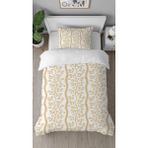 Greendecor Çiçekler Anadolu Motif Desen Baskılı Özel Tasarım Çarşafsız Tek Kişilik Sade Tarz Şık Nevresim Takım - Altın - 160 x 220 cm