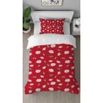 Greendecor Çiçekler Renkli Desenli Dijital Baskılı Özel Tasarımlı Çarşafsız Tek Kişilik Şık Nevresim Takımı - Kırmızı - 160 x 220 cm