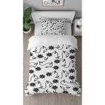 Greendecor Çiçekler Renkli Desenli Dijital Baskılı Özel Tasarımlı Çarşafsız Tek Kişilik Şık Nevresim Takımı - Siyah - 160 x 220 cm
