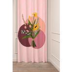 GREENDECOR Çiçekler Yaprak Bohem Desenli Dijital Baskılı Fon Perde (TEK KANAT) Modern Tasarımlı Soft Renk Perde BORDO 140 x 200
