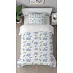 Greendecor Çiçekler Yaprak Papatya Desenli Baskılı Özel Tasarımlı Çarşafsız Tek Kişilik Sade Şık Nevresim Takım - Turkuaz - 160 x 220 cm
