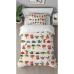 Greendecor Çiçekler Yapraklar Desenli Baskılı Özel Tasarım Çarşafsız Tek Kişilik Renkli Tarz Şık Nevresim Takım - Kırmızı - 160 x 220 cm