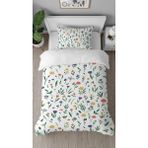 Greendecor Çiçekler Yapraklar Desenli Baskılı Özel Tasarımlı Çarşafsız Tek Kişilik Sade Tarz Şık Nevresim Takım - Beyaz - 160 x 220 cm