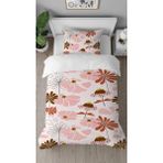 Greendecor Çiçekler Yapraklar Sade Pembe Desenli Baskılı Özel Tasarım Çarşafsız Tek Kişilik Şık Nevresim Takım - Kırmızı - 160 x 220 cm