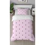 Greendecor Çilek Meyve Pembe Desenli Baskılı Özel Tasarım Çarşafsız Tek Kişilik Tarz Şık Nevresim Takımı - 160 x 220 cm