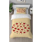 Greendecor Elma Meyve Desenli Baskılı Özel Tasarımlı Çarşafsız Tek Kişilik Modern Şık Nevresim Takımı - Kırmızı - 160 x 220 cm
