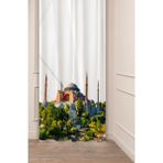 Greendecor Istanbul Ayasofya Şehir Desenli Özel Tasarım Dijital Baskılı (Tek Kanat) Şık Modern Gri Fon Perde - 135 x 200 cm