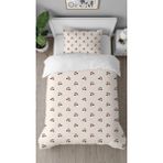 Greendecor Kiraz Vişne Meyve Bej Desenli Baskılı Özel Tasarımlı Çarşafsız Tek Kişilik Tarz Şık Nevresim Takımı - Kırmızı - 160 x 220 cm
