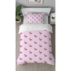 Greendecor Kiraz Vişne Meyve Pembe Desenli Baskılı Özel Tasarım Çarşafsız Tek Kişilik Tarz Şık Nevresim Takımı - Kırmızı - 160 x 220 cm