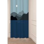 Greendecor Lacivert Deniz Ay Işığı Yakamoz Dağ Bohem Desenli Özel Tasarım Dijital Baskılı (Tek Kanat) Fon Perde - Krem - 135 x 270 cm