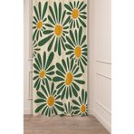 GREENDECOR Papatya Yaprak Bohem Desenli Dijital Baskılı Fon Perde (Tek Kanat) Tasarımlı Soft Renkli Fon Perde YEŞİL 140 x 270