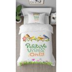 Greendecor Positive Vibes Çiçek Desenli Tasarımlı Dijital Baskılı Özel Tasarım Çarşafsız Şık Nevresim Takımı - Yeşil - 160 x 220 cm