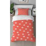Greendecor Şans Çiçekleri Desenli Dijital Baskılı Özel Tasarımlı Çarşafsız Tek Kişilik Şık Nevresim Takımı - Turuncu - 160 x 220 cm