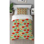 Greendecor Şeftali Meyve Tatlı Şeker Desenli Dijital Baskılı Özel Tasarım Çarşafsız Tek Kişilik Nevresim Takımı - Kırmızı - 160 x 220 cm