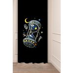 GREENDECOR Uzay Astronot Desenli Dijital Baskılı Fon Perde (Tek Kanat) Renkli Modern Tasarımlı Fon Perde SİYAH 140 x 200