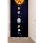 GREENDECOR Uzay Yer Gezegen Güneş Evren Desenli Dijital Baskılı Fon Perde (TEK KANAT) Modern Fon Perde LACİVERT 140 x 270