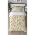 Greendecor Yapraklar Çiçek Bohem Desenli Baskılı Özel Tasarımlı Çarşafsız Tek Kişilik Tarz Şık Nevresim Takımı - Pembe - 160 x 220 cm